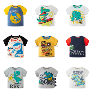 2026 Children's Short Sleeved New Cartoon <strong>Dinosaur</strong> Color Blocked Boys' T-shirt Summer Baby <strong>Top</strong> Cotton Wholesale - Product Image 1