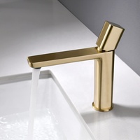 Robinet de lavabo de salle de bain contemporain à trou unique en laiton poli de haute qualité avec cartouche en céramique
