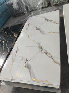 Panneaux muraux modernes en PVC très brillants aspect marbré insonorisés géométriques imperméables écologiques pour le salon des hôtels - Product Image 2