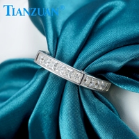 Bague éternité en moissanite taille princesse 3x3mm, argent 925, bande en forme de coussin, pierre taille carré, bijoux de luxe en moissanite