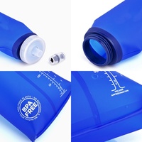 Sans BPA 500ml bleu sport bouteille d'eau flacon souple pliable en plastique bouteille d'hydratation course décontracté Camping en plein air randonnée