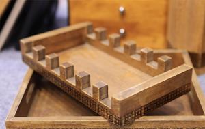 הבציר זהב-emposed מגש גדול מסגרת תמונה תמונה בגודל מלבן עם מגשי זהב מקשי עץ - Product Image 3