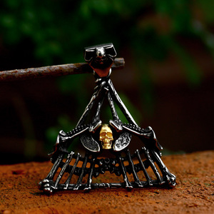 Collier pendentif en forme de squelette, plaqué argent antique, style punk unisexe, bijoux en alliage, à porter au quotidien - Product Image 1