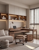 Ensembles de meubles de salon modernes personnalisés, bibliothèque combinée avec bureau pour appartement