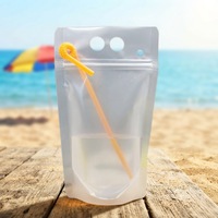Sachet Doypack autoportant avec paille et fermeture zip pour emballage alimentaire et boissons