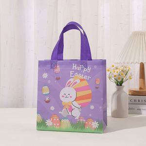 Sacs cadeaux non tissés pour friandises de Pâques avec poignée, motif lapin, pour fêtes et événements - Product Image 2