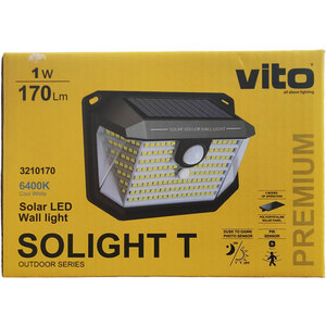 Solar <b>Sensor</b> Wall <b>Light</b> 1W 170Lm <b>LED</b> Cold <b>Light</b> With PIR And Twilight <b>Sensor</b> Outdoor Security Lighting - Product Image 4