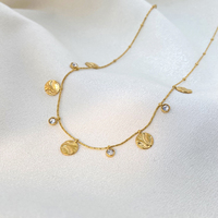 Pendentif en zircon circulaire blanc en acier inoxydable or 18 carats collier joyas de acero inoxidable al por mayor