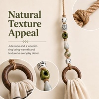 Porte-serviettes décoratif imperméable à perles, crochet en bois de type anneau, support mural rustique multifonctionnel pour serviettes de toilette pour salle de bain