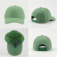 Casquette de baseball personnalisée en caoutchouc perforé au laser, avec logo, ajustable, respirante, pour sports de plein air, protection solaire, vente en gros