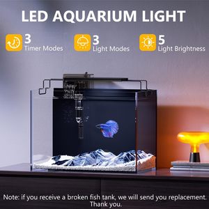 Kit d'aquarium moderne de 5 gallons avec chauffage, filtre HOB, lumière LED, minuterie, couvercle, aspirateur à <span class=keywords><strong>siphon</strong></span>, nettoyage automatique, aquarium sans bordure en verre <span class=keywords><strong>pour</strong></span> betta - Product Image 2