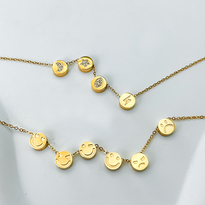 Emanco Perline Charm Rotonde in Acciaio Inossidabile Placcato Oro 14KPVD con <span class=keywords><strong>Emoji</strong></span>, Simpatici Cartoni Animati, Zampa, Cuore e Zirconi Intarsiati per Fai da Te - Product Image 4