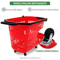 Carrito de Compras con Asas, Personalizable, Ecológico, Material PP Resistente, 2 Asas, Colores Personalizados, Ruedas de Plástico, Cesta de Compras con Ruedas para Comercio Minorista
