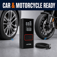 Mini compresseur d'air sans fil pour pneus, kit d'accessoires complet, câble USB, chargeur de voiture, compresseur d'air numérique 160 PSI, batterie externe pour voiture