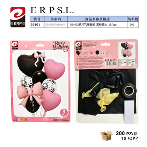 Set di Palloncini per Feste Erpsl, Cuori Neri e Rosa, 8 Pezzi, Made in China - Product Image 1