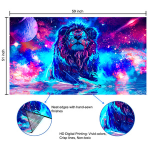<span class=keywords><strong>Tapisserie</strong></span> <span class=keywords><strong>murale</strong></span> abstraite personnalisée motif Hippie, Lion, <span class=keywords><strong>espace</strong></span>, psychédélique, pour la décoration de la maison, 2020 - Product Image 3