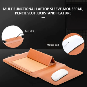 Protecteur multifonctionnel pour ordinateur <span class=keywords><strong>portable</strong></span> <span class=keywords><strong>pliable</strong></span>, support pour sac d'ordinateur <span class=keywords><strong>portable</strong></span> en cuir PU - Product Image 4