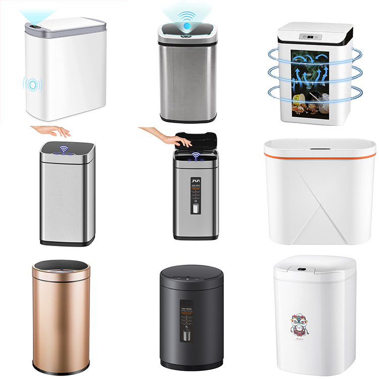 Комбинированная автоматическая металлическая умная мусорная корзина с круглым ступенчатым датчиком