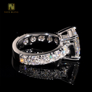 <span class=keywords><strong>Bague</strong></span> de Fiançailles et de Mariage <span class=keywords><strong>Solitaire</strong></span> en Argent 925 avec Moissanite Taille <span class=keywords><strong>Princesse</strong></span>, Certificat GRA, Bande Épaisse de 5 Carats, Sertie de Diamants - Product Image 2