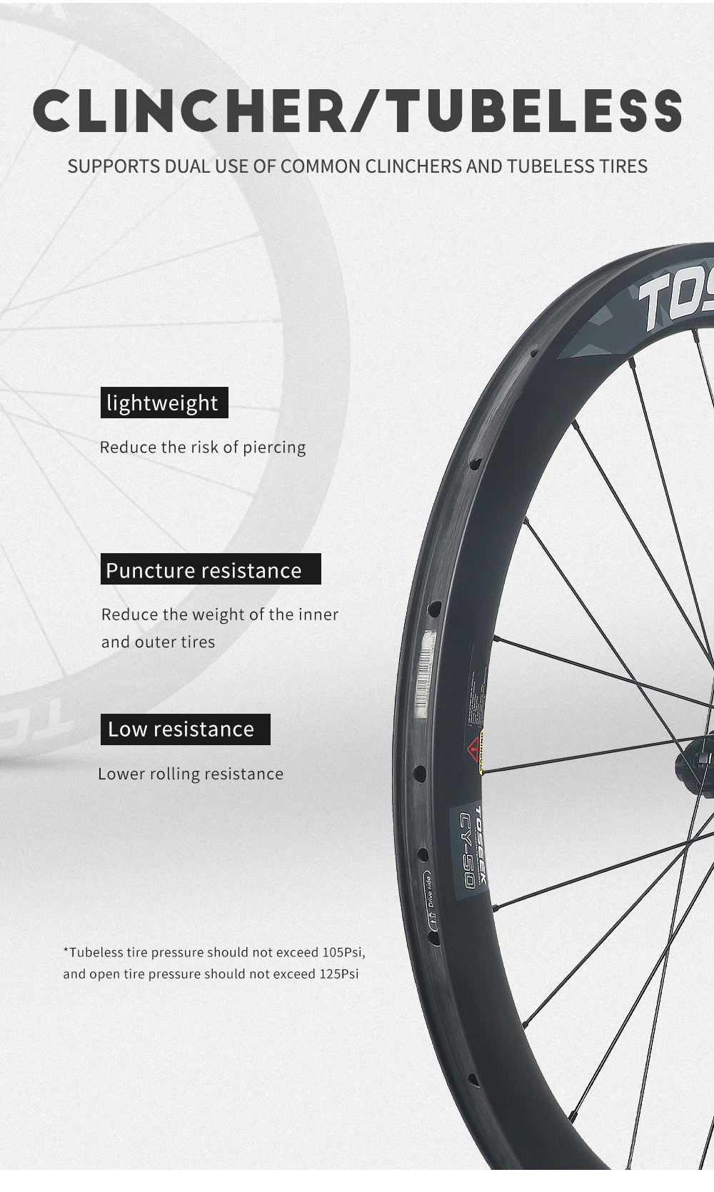 ceccttiカーボンホイール　リム Toseek高品質カーボンリム38ミリメートル45ミリメートル50mmroad