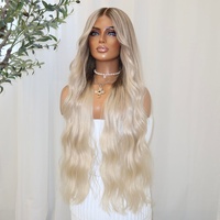 Perruque Lace Frontale Cheveux Européens Ombré Blond Nœuds Décolorés Cheveux Vierges Bruts 13*4 13*6 Perruque Lace Front Faite à la Main