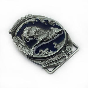 Hebillas de vaquero occidental de diseño vintage Hebilla de cinturón de forma ovalada de lobo de aleación de zinc para cinturón de cuero o accesorios de ropa - Product Image 4