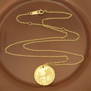 <span class=keywords><strong>Collana</strong></span> con ciondolo rotondo VIANRLA in <span class=keywords><strong>argento</strong></span> sterling 925 con <span class=keywords><strong>leone</strong></span> in rilievo placcato oro 18k - Product Image 4