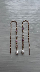 Boucles d'oreilles pendantes en quartz à facettes faites à la main, style minimaliste, en pierre naturelle dorée, pour femme, cadeau, vente en gros, collection été - Product Image 2