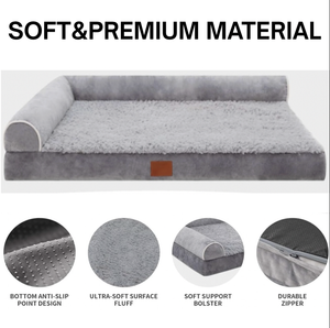 เบาะนอนสัตว์เลี้ยงกำมะหยี่สีเทาสั่งทำพิเศษสำหรับสุนัขและแมว รูปทรงสี่เหลี่ยมผืนผ้า เหมาะสำหรับฤดูหนาว ขนาดเล็ก-กลาง ใช้สำหรับเดินทาง แคมป์ปิ้ง หรือวางข้างประตู - Product Image 3