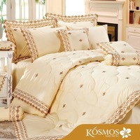 Juego de Ropa de Cama de Lujo de 8 Piezas con Certificación OEKO BSCI ISO, Bordado Exquisito en Telas Cepilladas Tejidas, Estilo Liso