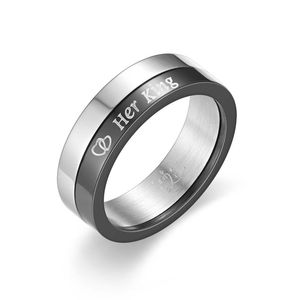 Anelli Girevoli in Acciaio Inossidabile per Coppie, Fedi Incise 'His Queen Her King' in Oro e Argento - Product Image 5