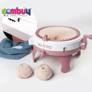 Intelligence kids indoor pretend play DIY funny colorful mini knitting machine toys