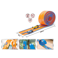 Pista de coche Flexible de 15 pies con ventosas Pista de carreras flexible portátil 1/64 Coches fundidos a presión Interior Juego al aire libre Almacenamiento enrollable