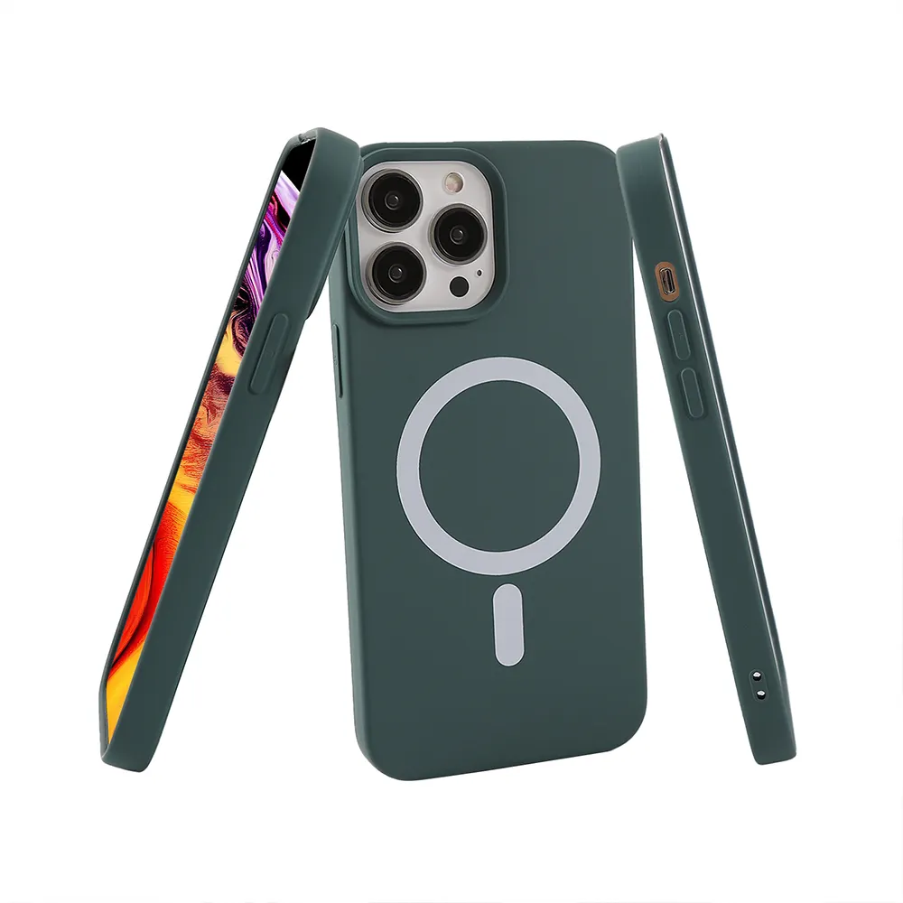 2Mm Schokbestendig Hard Back Cover Magnetisch Ontworpen Voor Iphone 14 Pro Max Originele Vloeibare Siliconen Mobiele Telefoon Case