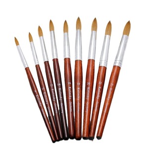 Ensemble de 9 pinceaux à ongles en poils de zibeline, manche en bois rouge, pour peinture, dessin, gel, extension, outils de manucure professionnels - Product Image 6
