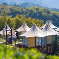 Tente Safari de Luxe en Toile pour Glamping, Kits de Cabane en Bois avec Salle de Bain