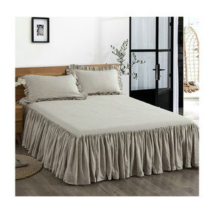 Lino largo volantes naturaleza falda de ropa de cama para la casa y <span class=keywords><strong>el</strong></span> <span class=keywords><strong>hotel</strong></span> 100% ropa de cama - Product Image 1