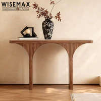 Meuble WISEMAX, table d'entrée en bois de style nordique rétro, plateau en travertin, console pour hôtel, maison, salon