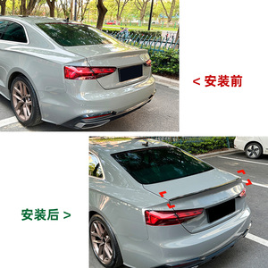 Audi Rear Spoiler Ducktail Piano <b>Black</b> Carbon Fiber Texture ABS <b>Trunk</b> Lip 2017-2024 A5 F5 S5 - Product Image 4