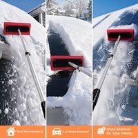 Pelle à neige transfrontalière pour toiture, avec manche télescopique en alliage d'aluminium, râteau à neige en mousse, grattoir à neige pour panneaux photovoltaïques de camping-car