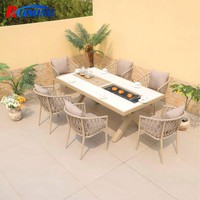 Table de pique-nique moderne pour jardin avec brasero et barbecues en aluminium, ensemble de grillades d'extérieur pour patio, vente chaude pour hôtels