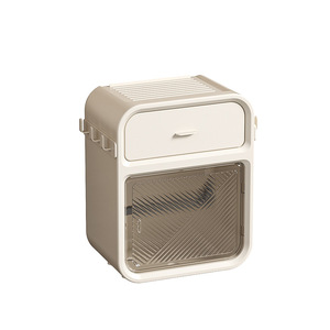 Wall Mounted Tissue Box Transparent Cover Rectangular Off White Green <b>Bathroom</b> Toilet Paper Holder - Product Image 5