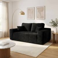 Canapé sectionnel compressé direct usine, en velours côtelé noir à larges côtes, assise profonde, coussin moelleux, mobilier de maison moderne et minimaliste