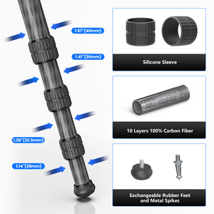 Trípode de Fibra de Carbono WEYLLAN GX9, Trípode Resistente, Trípode Profesional para Cámara, Monopié con Tubo de 40 mm para Lentes Teleobjetivo, Carga de 40 kg, L97 - Product Image 5