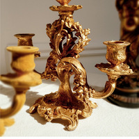 Chandelier doré vintage de style baroque français, pièce décorative pour tables à manger de style européen, célébrations de mariage, dîners