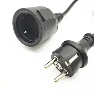 High Quality IP44 CEE7/17 16A-250V 3 wire CEE7/7 Euro Schuko plug VDE approved waterproof Plug type F Power cord