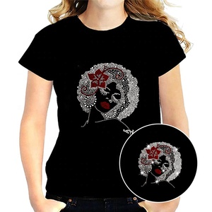 <span class=keywords><strong>T</strong></span>-shirts d'é<span class=keywords><strong>t</strong></span>é pour femmes avec <span class=keywords><strong>strass</strong></span> brillants Casual Bling Tee Tops en 3D Print Plaid Design - Product Image 2