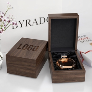 Boîte à montres en bois de luxe, matériau en noyer, logo gravé au laser, fabrication artisanale, boîte de rangement rectangulaire pour bijoux, emballage cadeau - Product Image 1