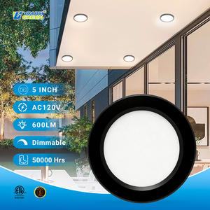 Lámpara de Techo <span class=keywords><strong>LED</strong></span> Ultrafina Moderna de 5 Pulgadas y 6W, 600LM, IP44, Impermeable, Regulable por Triac, Montaje Empotrado, SMD2835, CRI80, Garantía de 5 Años (CA/US) - Product Image 1