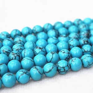 Accesorios de fabricación de joyas DIY, hilo de cuentas de piedras preciosas redondas lisas de color turquesa howlita Natural de 10mm, venta al por mayor - Product Image 3